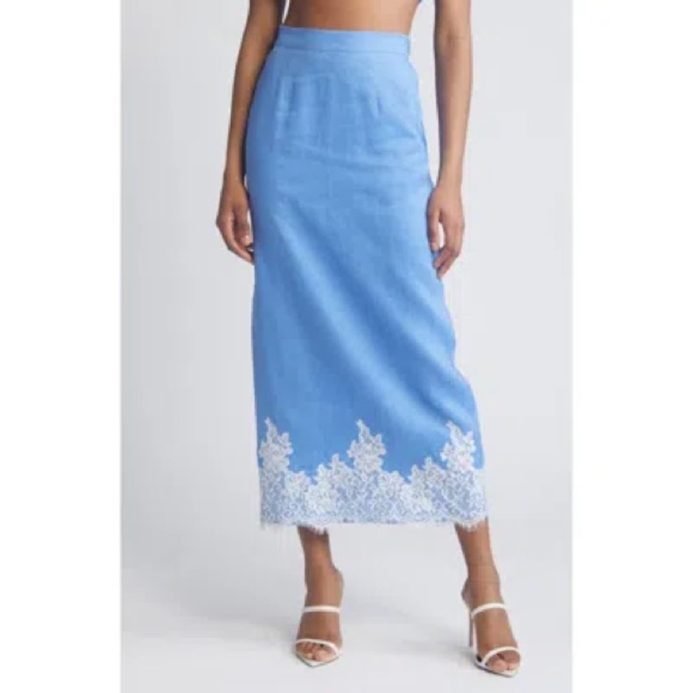Pippa Lace Detail Linen Blend Skirt